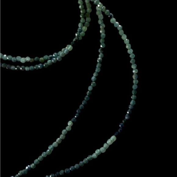 Green Multicolor Faceted Tourmaline Necklace 2 Strand 16” - Picture 2 of 7